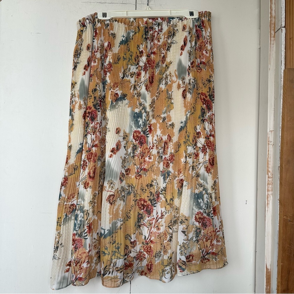 Krazy Kat Multicolor Floral Pleated Skirt Size XL